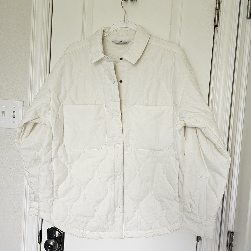 Alpine Design Cream Puffer Jacket with Full-Length Zipper